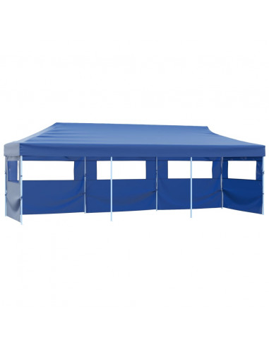 Tenda Pieghevole Pop-Up con 5 Pareti Laterali 3x9 m Blu