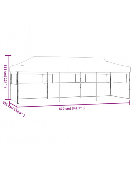 Tenda Pieghevole Pop-Up con 5 Pareti Laterali 3x9 m Blu