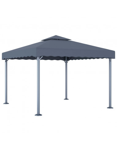 Gazebo con Stringa di Luci LED 300x300 cm Antracite Alluminio