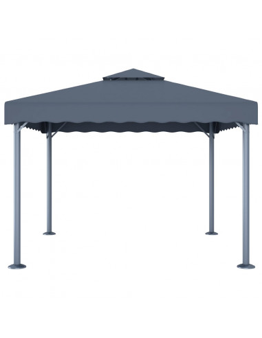 Gazebo con Stringa di Luci LED 300x300 cm Antracite Alluminio