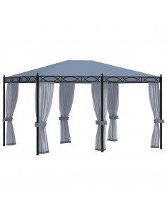 Gazebo con Schermi a Rete 3x4 cm Antracite in Acciaio 2
