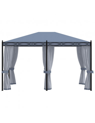 Gazebo con Schermi a Rete 3x4 cm Antracite in Acciaio