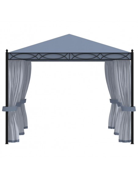 Gazebo con Schermi a Rete 3x4 cm Antracite in Acciaio