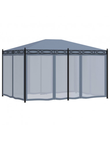 Gazebo con Schermi a Rete 3x4 cm Antracite in Acciaio