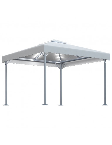Gazebo con Stringa di Luci LED 300x300 cm Crema in Alluminio
