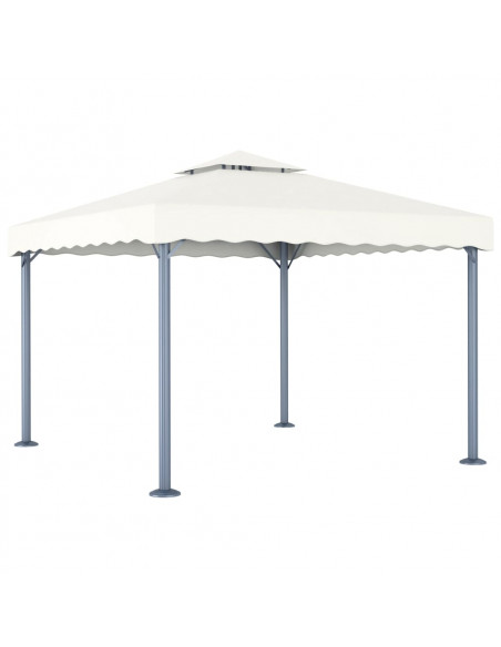 Gazebo con Stringa di Luci LED 300x300 cm Crema in Alluminio