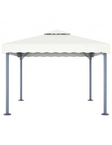 Gazebo con Stringa di Luci LED 300x300 cm Crema in Alluminio