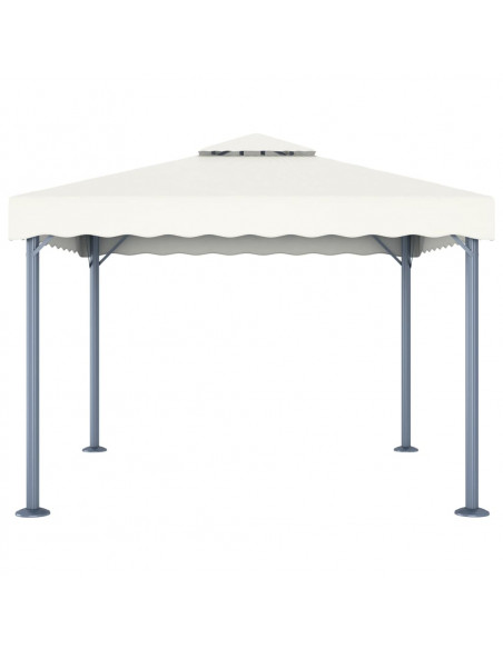 Gazebo con Stringa di Luci LED 300x300 cm Crema in Alluminio
