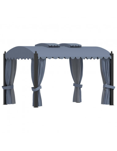 Gazebo con Tende 3x4 cm Antracite in Acciaio