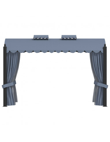 Gazebo con Tende 3x4 cm Antracite in Acciaio