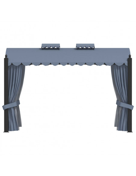 Gazebo con Tende 3x4 cm Antracite in Acciaio