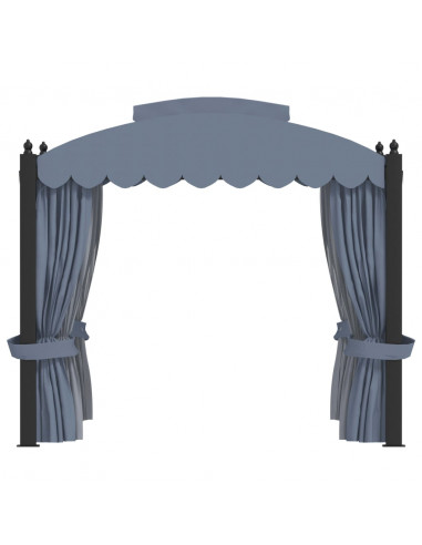 Gazebo con Tende 3x4 cm Antracite in Acciaio