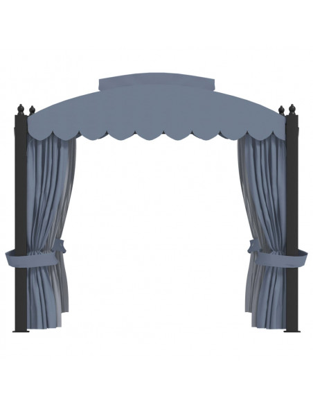 Gazebo con Tende 3x4 cm Antracite in Acciaio