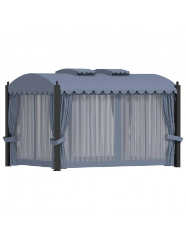 Gazebo con Tende 3x4 cm Antracite in Acciaio