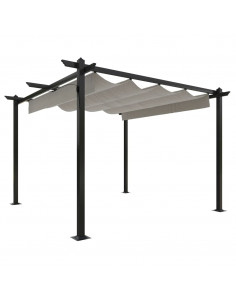 Pergola da Giardino con Tetto Retrattile 3x3 m Crema 2