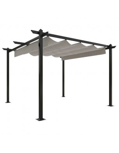 Pergola da Giardino con Tetto Retrattile 3x3 m Crema