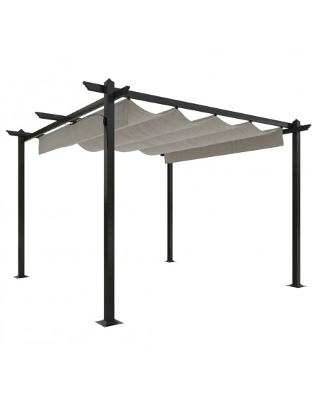 Pergola da Giardino con Tetto Retrattile 3x3 m Crema