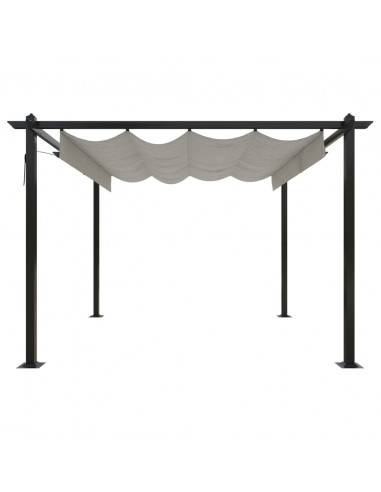 Pergola da Giardino con Tetto Retrattile 3x3 m Crema