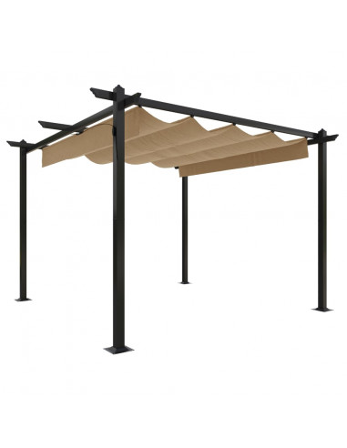 Pergola da Giardino con Tetto Retrattile 3x3 m Tortora