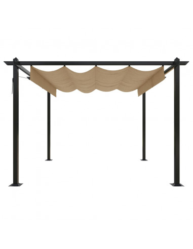 Pergola da Giardino con Tetto Retrattile 3x3 m Tortora