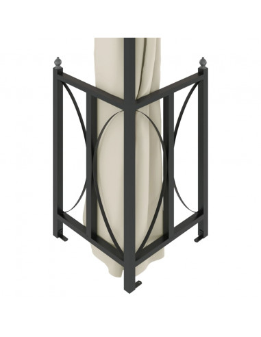Gazebo con Teli Laterali e Doppio Tetto 3x3 m Crema