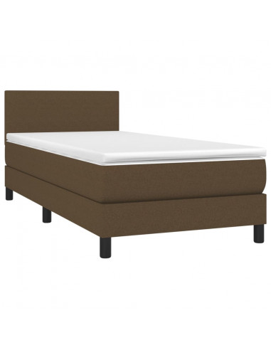 Letto a Molle Materasso e LED Marrone Scuro 80x200cm in Tessuto