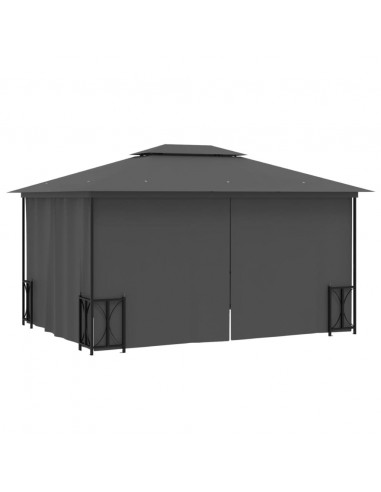 Gazebo con Teli Laterali e Doppio Tetto 3x4 m Antracite