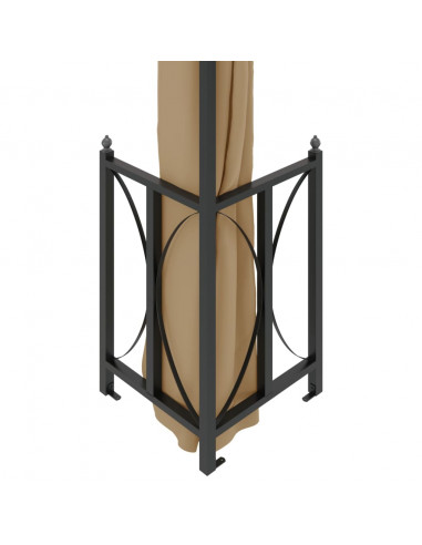 Gazebo con Teli Laterali e Doppio Tetto 3x4 m Tortora