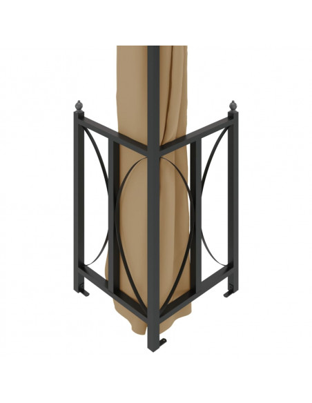 Gazebo con Teli Laterali e Doppio Tetto 3x4 m Tortora