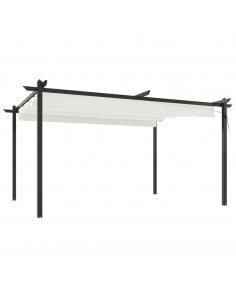 Pergola da Giardino con Tetto Retrattile 4x3 m Crema 2