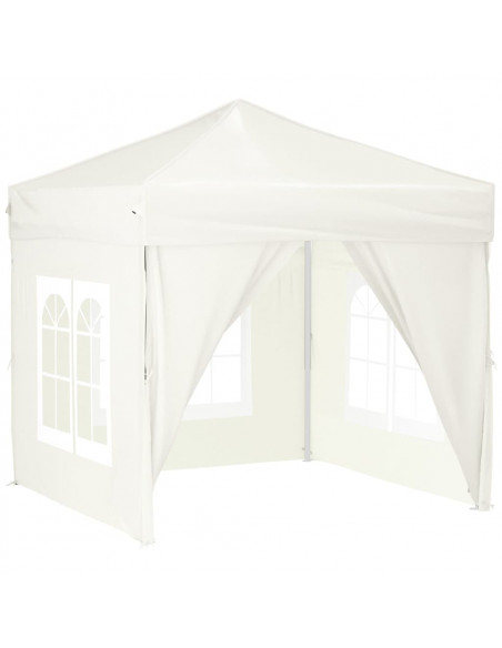 Tenda per Feste Pieghevole con Pareti Laterali Crema 2x2 m