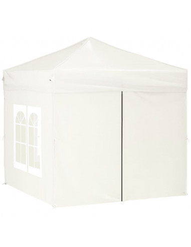 Tenda per Feste Pieghevole con Pareti Laterali Crema 2x2 m