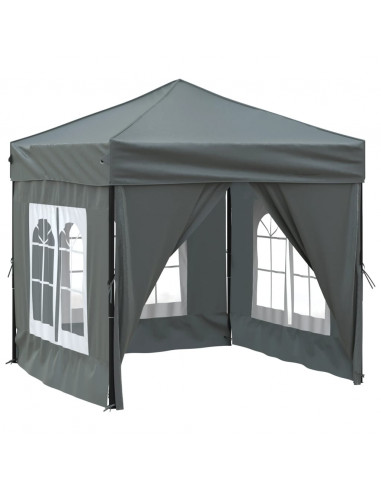 Tenda per Feste Pieghevole con Pareti Laterali Antracite 2x2 m