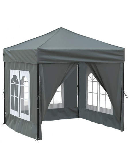 Tenda per Feste Pieghevole con Pareti Laterali Antracite 2x2 m