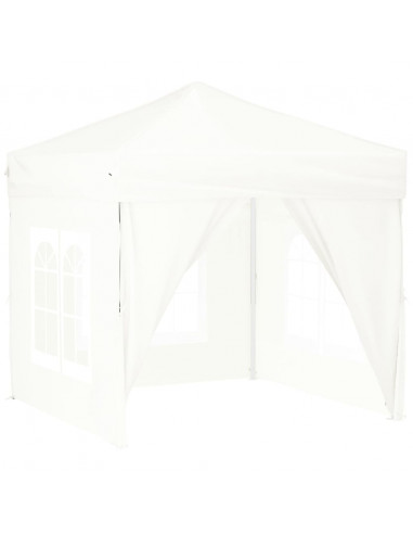 Tenda per Feste Pieghevole con Pareti Laterali Bianco 2x2 m