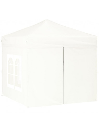 Tenda per Feste Pieghevole con Pareti Laterali Bianco 2x2 m