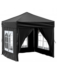 Tenda per Feste Pieghevole con Pareti Laterali Nero 2x2 m 2