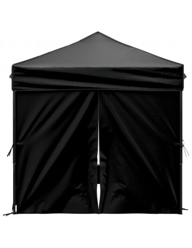 Tenda per Feste Pieghevole con Pareti Laterali Nero 2x2 m