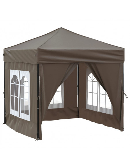 Tenda per Feste Pieghevole con Pareti Laterali Tortora 2x2 m