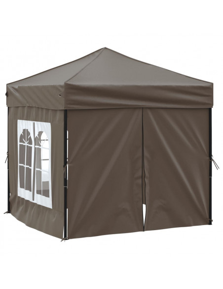 Tenda per Feste Pieghevole con Pareti Laterali Tortora 2x2 m