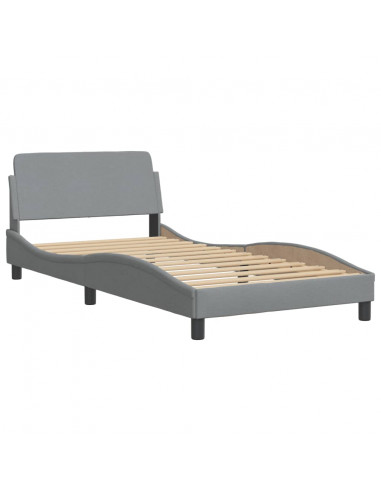 Letto con Materasso Grigio Chiaro 100x200 cm in Tessuto