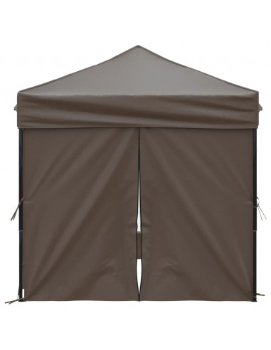 Tenda per Feste Pieghevole con Pareti Laterali Tortora 2x2 m