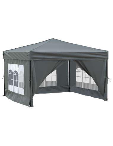 Tenda per Feste Pieghevole con Pareti Laterali Antracite 3x3 m