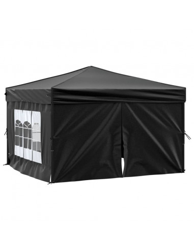 Tenda per Feste Pieghevole con Pareti Laterali Nero 3x3 m
