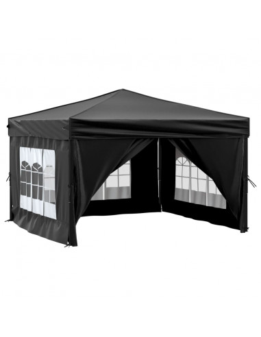 Tenda per Feste Pieghevole con Pareti Laterali Nero 3x3 m