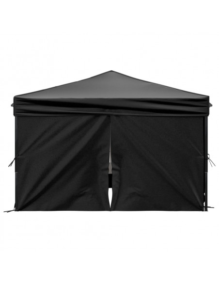 Tenda per Feste Pieghevole con Pareti Laterali Nero 3x3 m