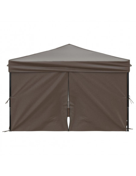 Tenda per Feste Pieghevole con Pareti Laterali Tortora 3x3 m