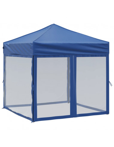 Tenda per Feste Pieghevole con Pareti Laterali Blu 2x2 m