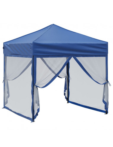 Tenda per Feste Pieghevole con Pareti Laterali Blu 2x2 m