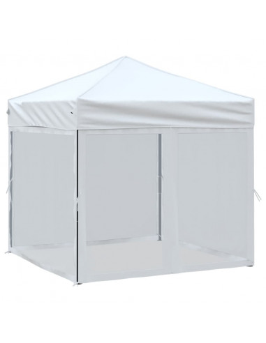 Tenda per Feste Pieghevole con Pareti Laterali Bianco 2x2 m